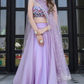 Delicate Floral Print Organza Lehenga Choli in Flared Style