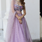Delicate Floral Print Organza Lehenga Choli in Flared Style