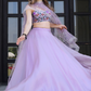 Delicate Floral Print Organza Lehenga Choli in Flared Style