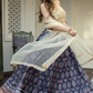 Delicate Floral Print Organza Lehenga Choli in Flared Style