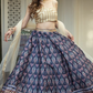 Delicate Floral Print Organza Lehenga Choli in Flared Style