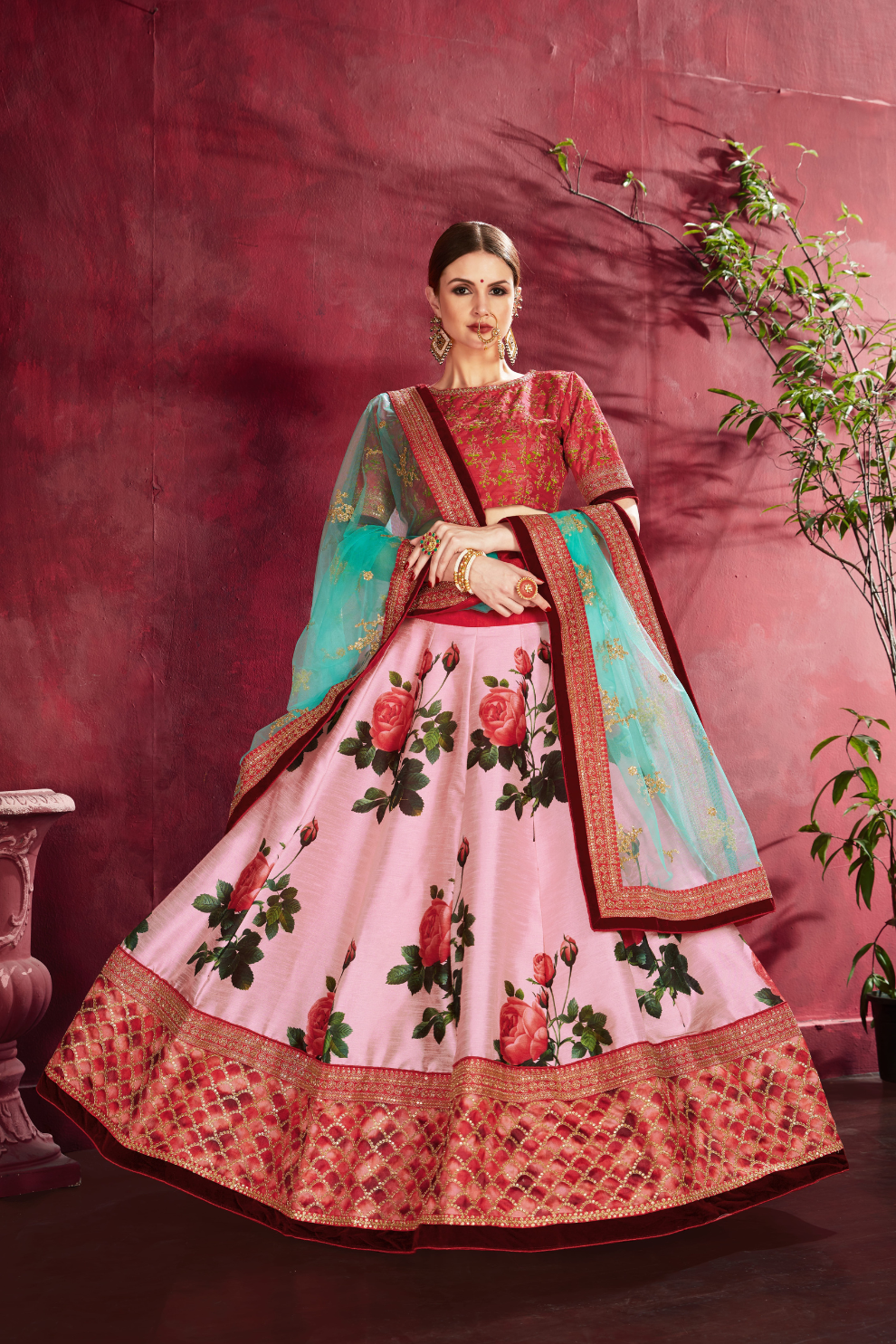Printed Designer Lehenga with Zari, Dori & Sequins Embellishments