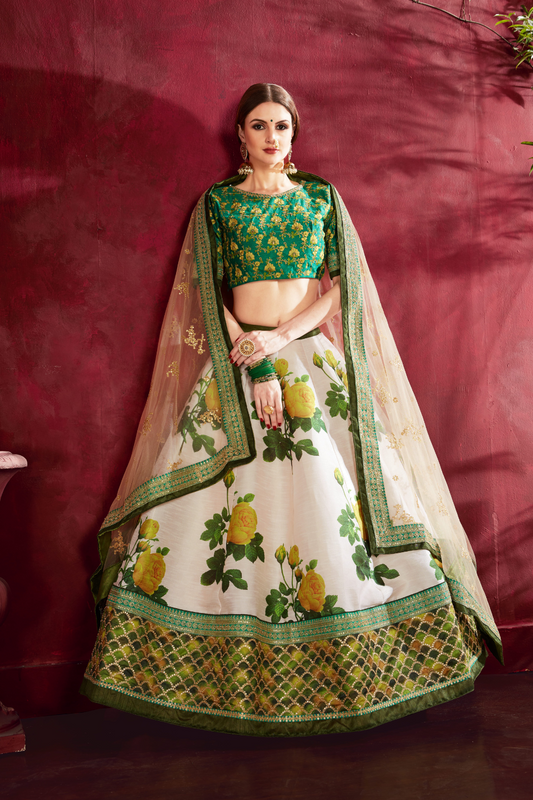 Printed Designer Lehenga with Zari, Dori & Sequins Embellishments