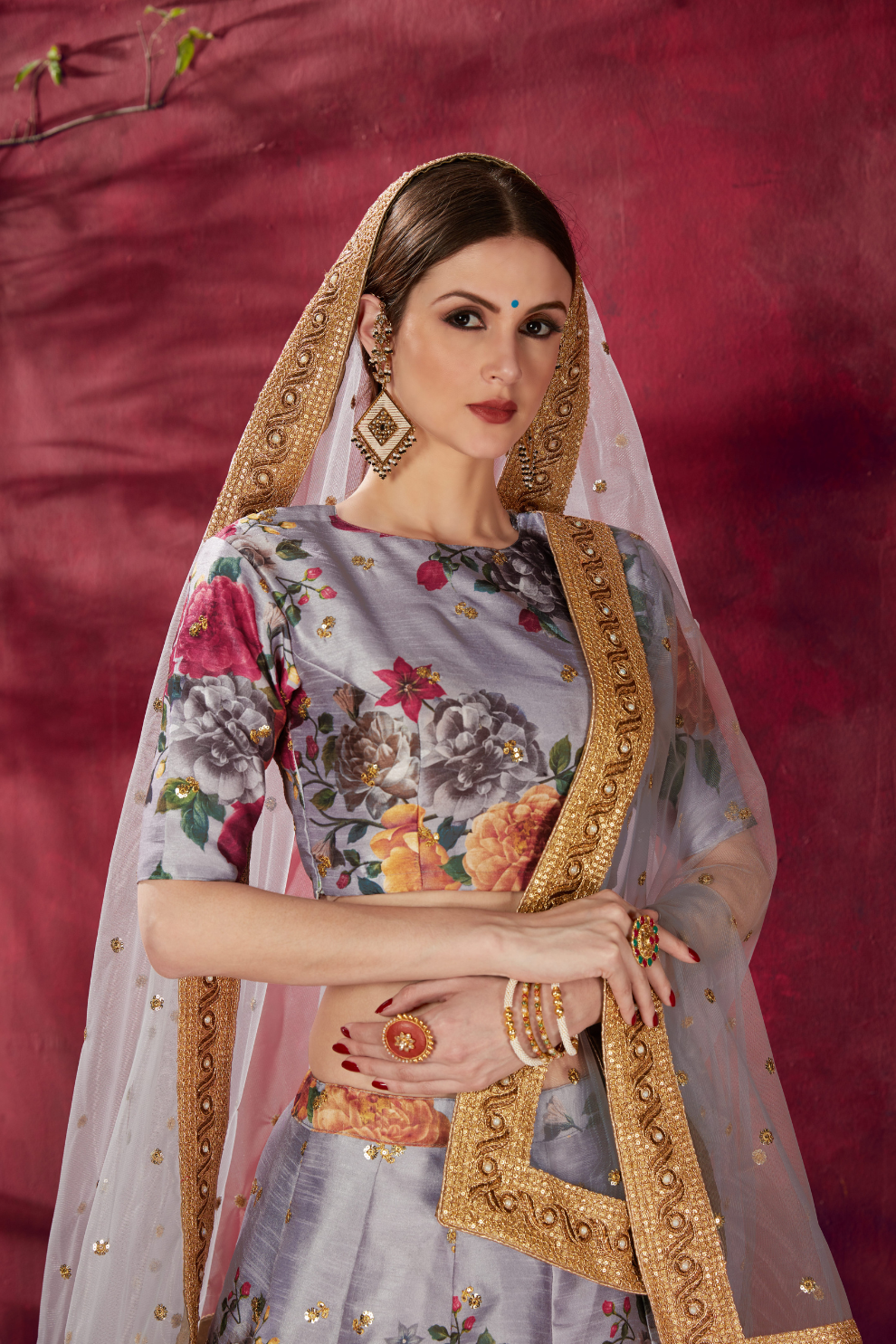 Printed Designer Lehenga with Zari, Dori & Sequins Embellishments