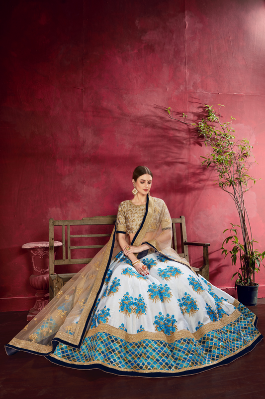 Printed Designer Lehenga with Zari, Dori & Sequins Embellishments