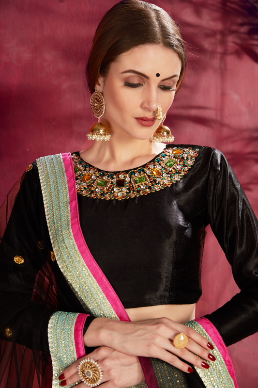 Printed Designer Lehenga with Zari, Dori & Sequins Embellishments