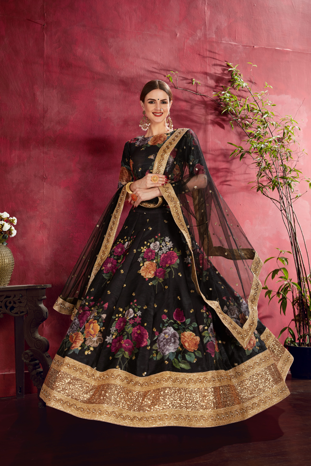 Printed Designer Lehenga with Zari, Dori & Sequins Embellishments
