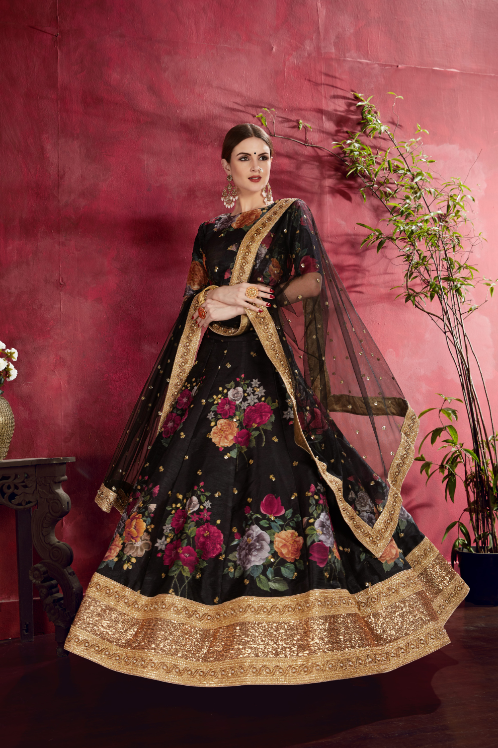 Printed Designer Lehenga with Zari, Dori & Sequins Embellishments