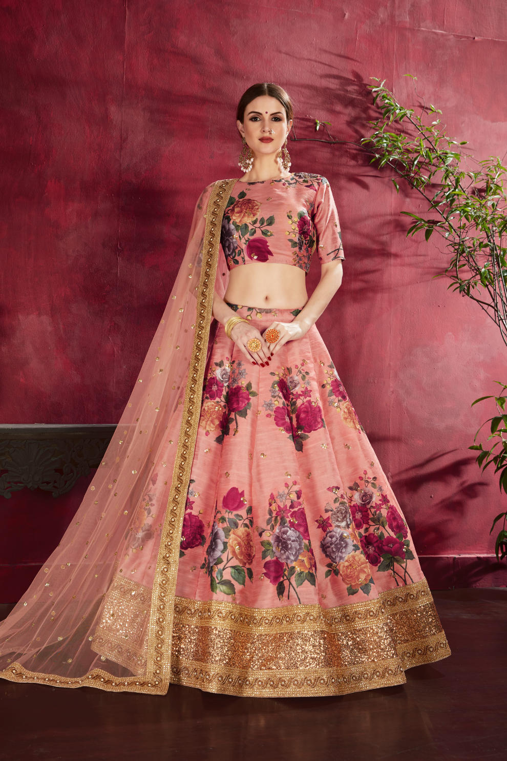 Printed Designer Lehenga with Zari, Dori & Sequins Embellishments