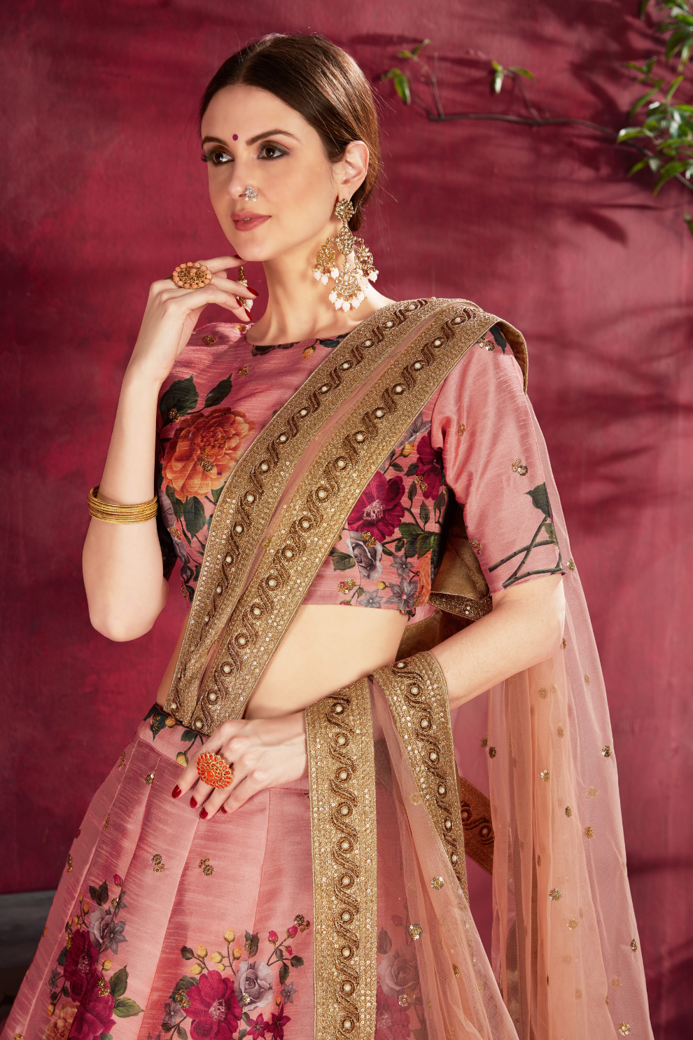 Printed Designer Lehenga with Zari, Dori & Sequins Embellishments