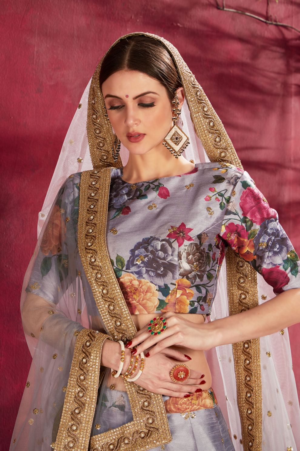 Printed Designer Lehenga with Zari, Dori & Sequins Embellishments