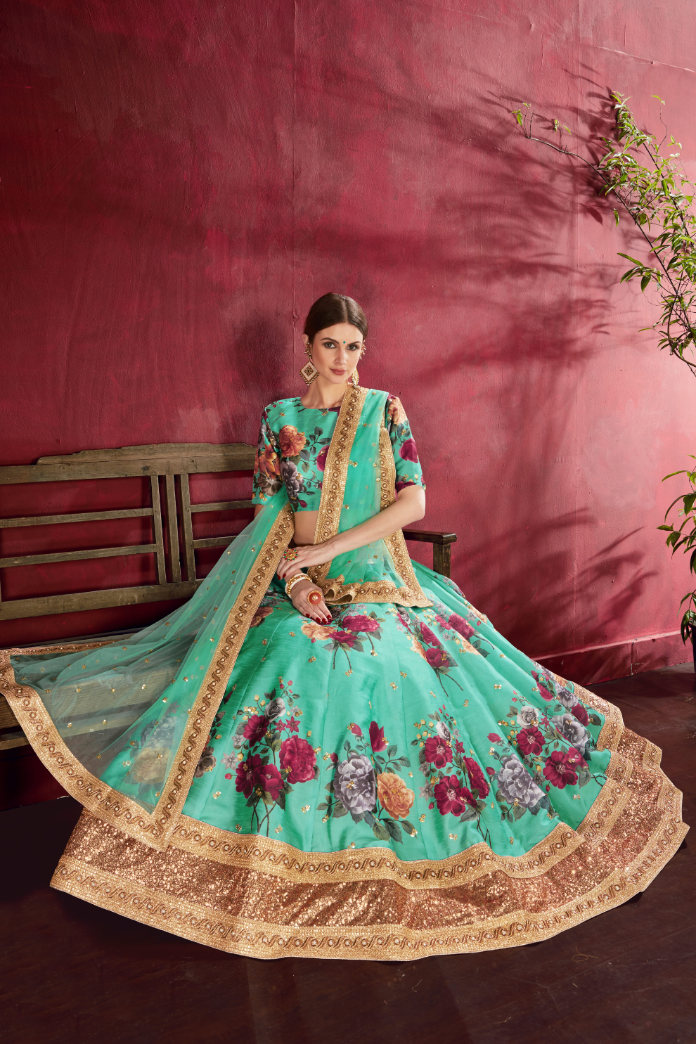 Printed Designer Lehenga with Zari, Dori & Sequins Embellishments