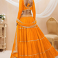 Ethnic Georgette Lehenga Featuring Leheriya Print & Lace Detailing