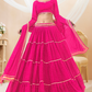Ethnic Georgette Lehenga Featuring Leheriya Print & Lace Detailing