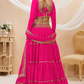 Ethnic Georgette Lehenga Featuring Leheriya Print & Lace Detailing