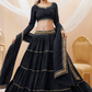 Ethnic Georgette Lehenga Featuring Leheriya Print & Lace Detailing