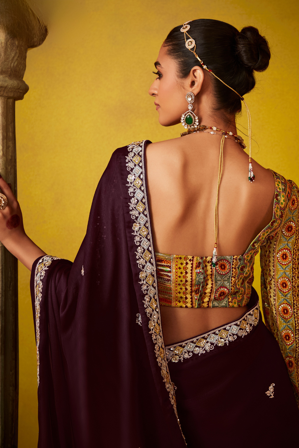 Tissue Silk Embroidered Saree with Sequins and Beads Work