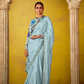 Tissue Silk Embroidered Saree with Sequins and Beads Work