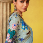 Tissue Silk Embroidered Saree with Sequins and Beads Work