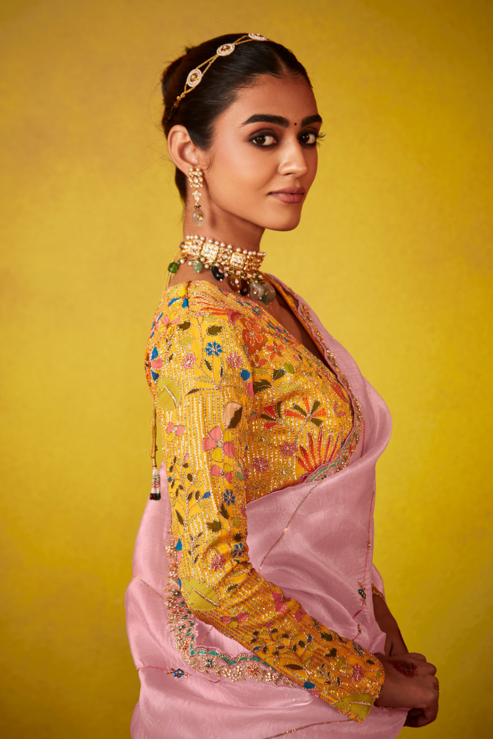Tissue Silk Embroidered Saree with Sequins and Beads Work