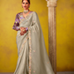 Tissue Silk Embroidered Saree with Sequins and Beads Work