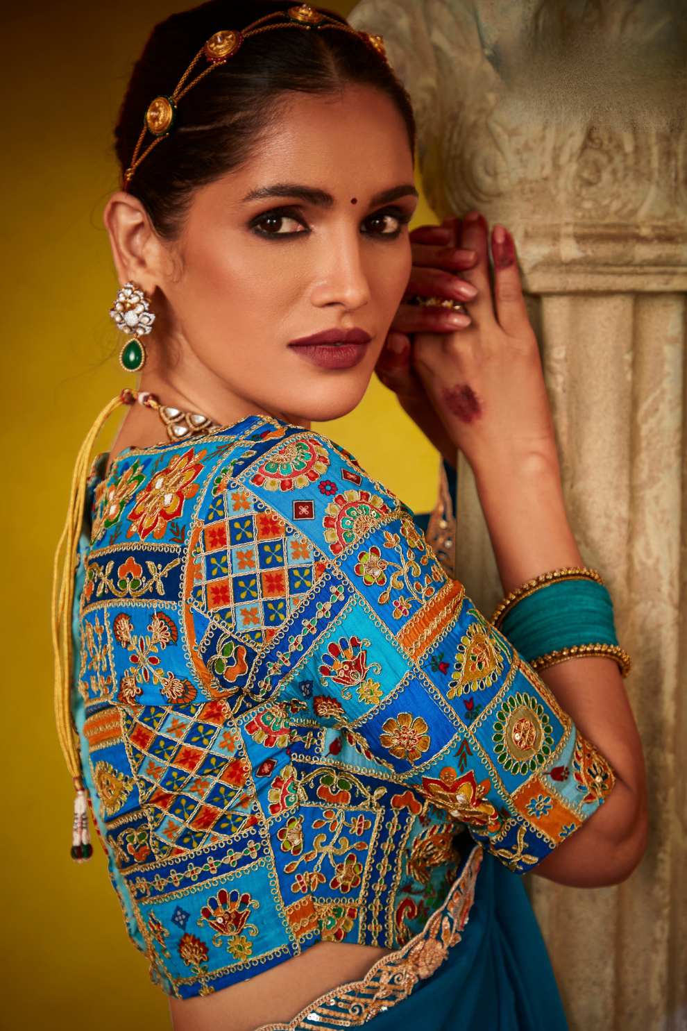 Tissue Silk Embroidered Saree with Sequins and Beads Work