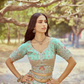 Gold Crushed Tissue Lehenga Choli with Moti and Zari Work