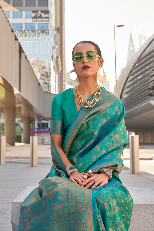 Floral Woven Zari Silk Banarasi Saree