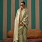 Elegant Handwoven Linen Saree with Subtle Weaving