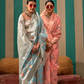 Elegant Handwoven Linen Saree with Subtle Weaving