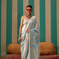 Elegant Handwoven Linen Saree with Subtle Weaving