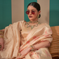 Elegant Handwoven Linen Saree with Subtle Weaving