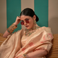 Elegant Handwoven Linen Saree with Subtle Weaving