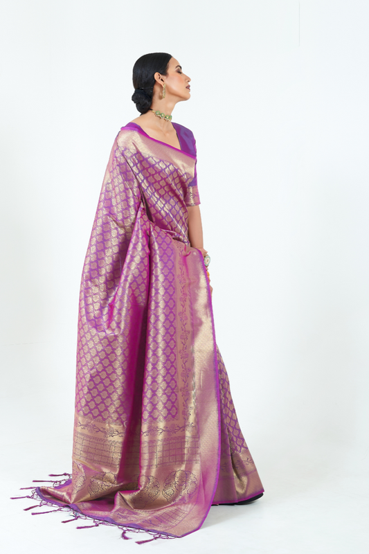 Kanjivaram Silk Saree with Traditional Handloom Weaving Art