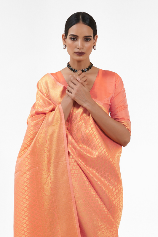 Handloom Woven Kanjivaram Silk Saree with Rich Traditional Design