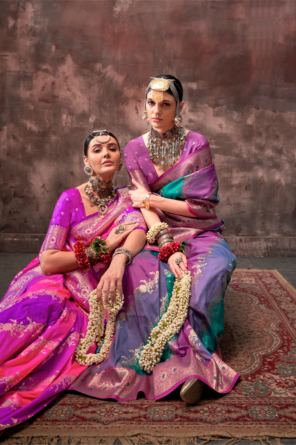 Printed Woven Rangkat Banarasi Silk Saree