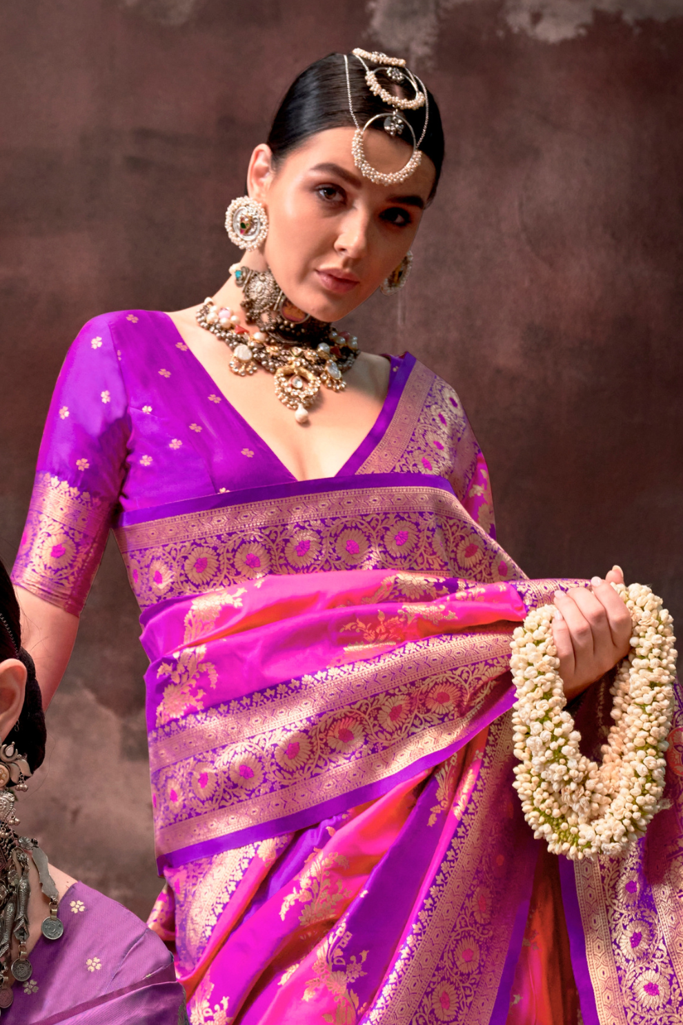 Printed Woven Rangkat Banarasi Silk Saree