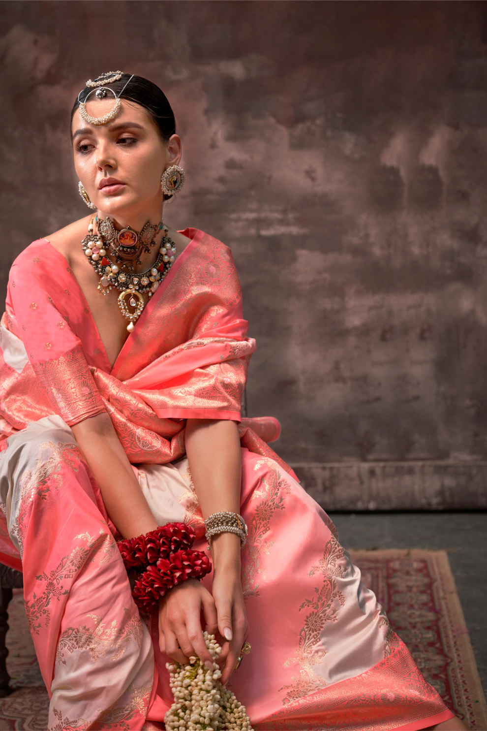 Printed Woven Rangkat Banarasi Silk Saree