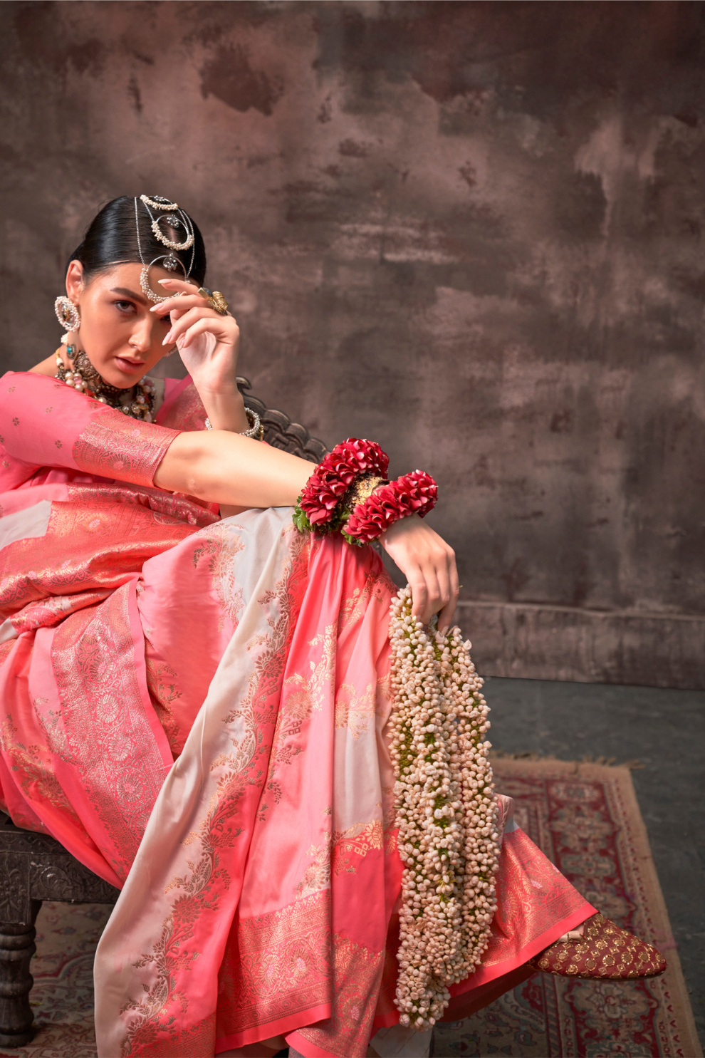 Printed Woven Rangkat Banarasi Silk Saree