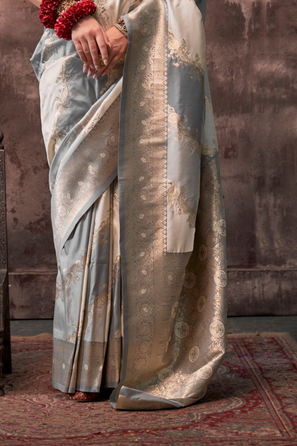 Printed Woven Rangkat Banarasi Silk Saree