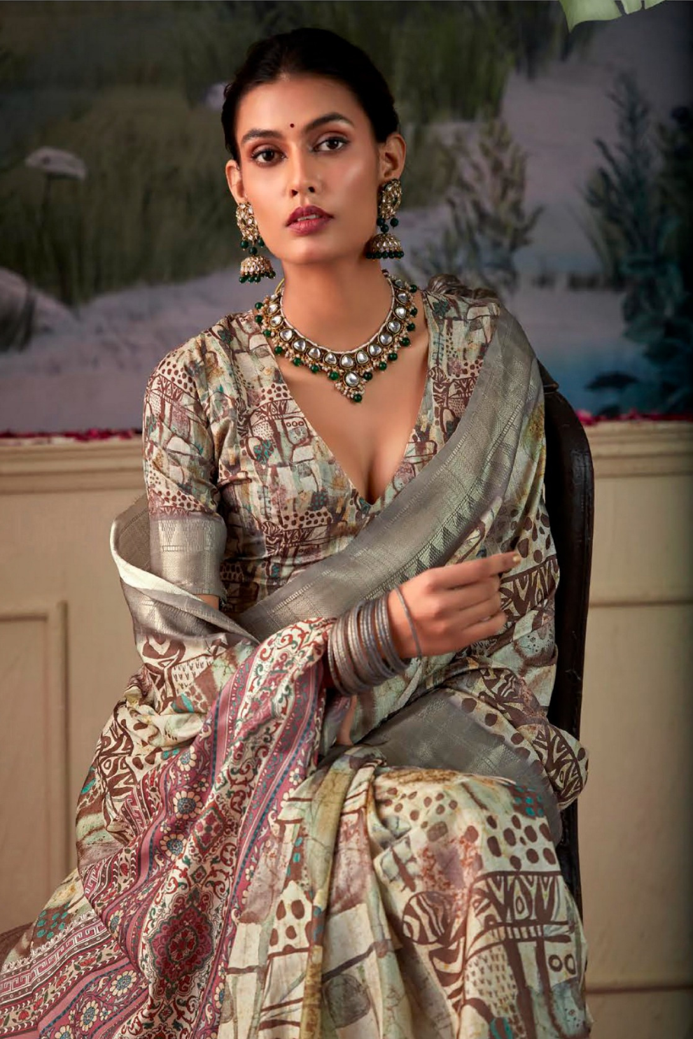 Handloom Tussar Silk with Digital Print - LaVante Fashion