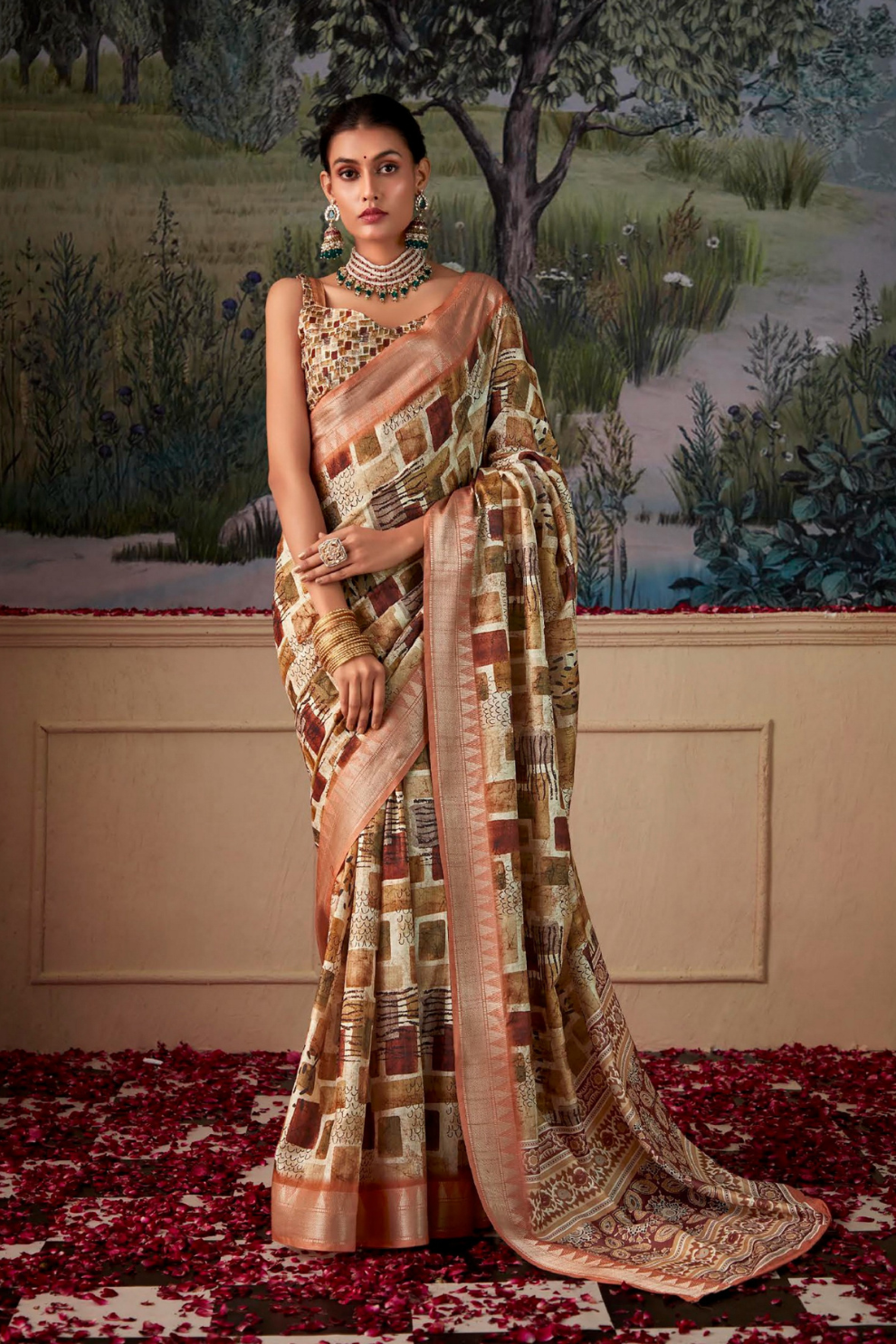 Handloom Tussar Silk with Digital Print - LaVante Fashion