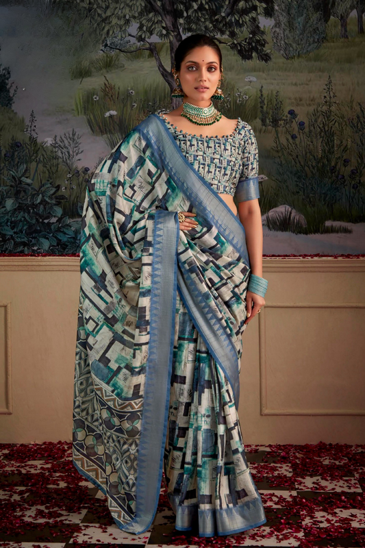 Handloom Tussar Silk with Digital Print - LaVante Fashion