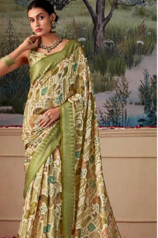 Handloom Tussar Silk with Digital Print - LaVante Fashion