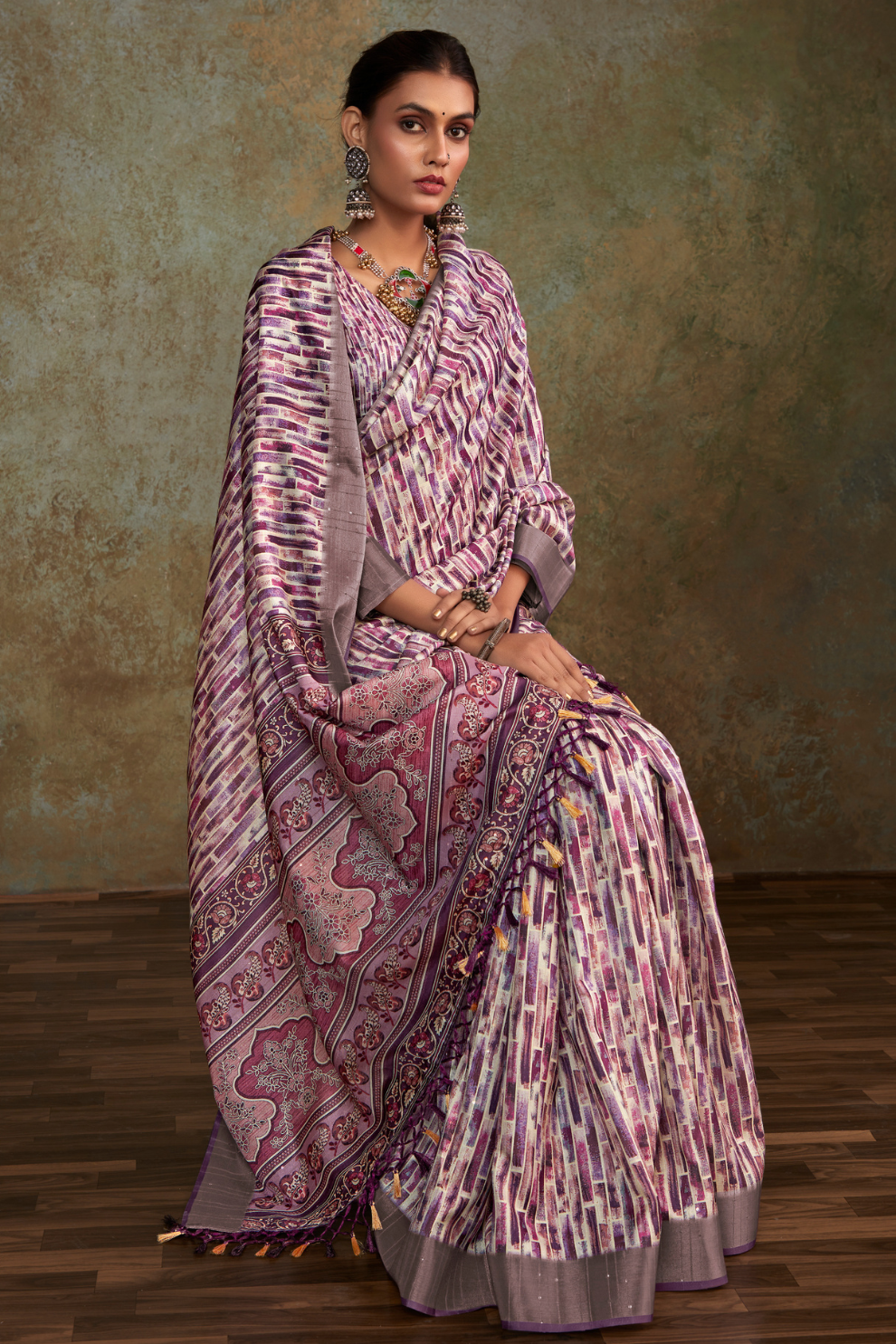 Handloom Tussar Silk with Digital Print - LaVante Fashion