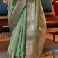 Handwoven Moss Chiffon Saree with Heavy Jacquard Blouse
