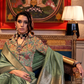 Handwoven Moss Chiffon Saree with Heavy Jacquard Blouse
