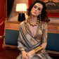 Handwoven Moss Chiffon Saree with Heavy Jacquard Blouse