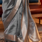 Handwoven Moss Chiffon Saree with Heavy Jacquard Blouse