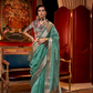 Handwoven Moss Chiffon Saree with Heavy Jacquard Blouse